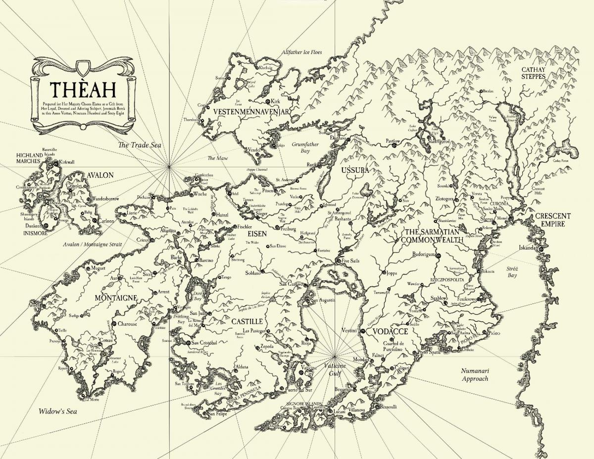 Map of Theah from the Avalon Court
