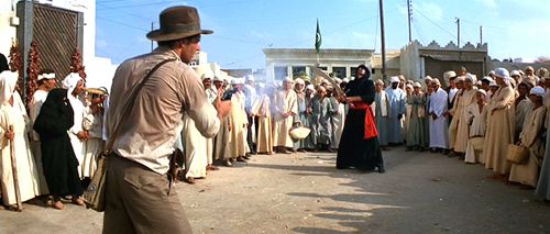 Indiana Jones shoots Swordsman