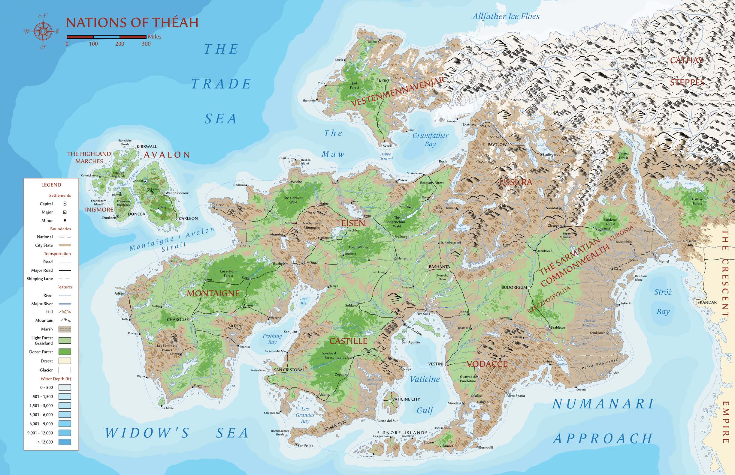 7th Sea Map of Theah full color